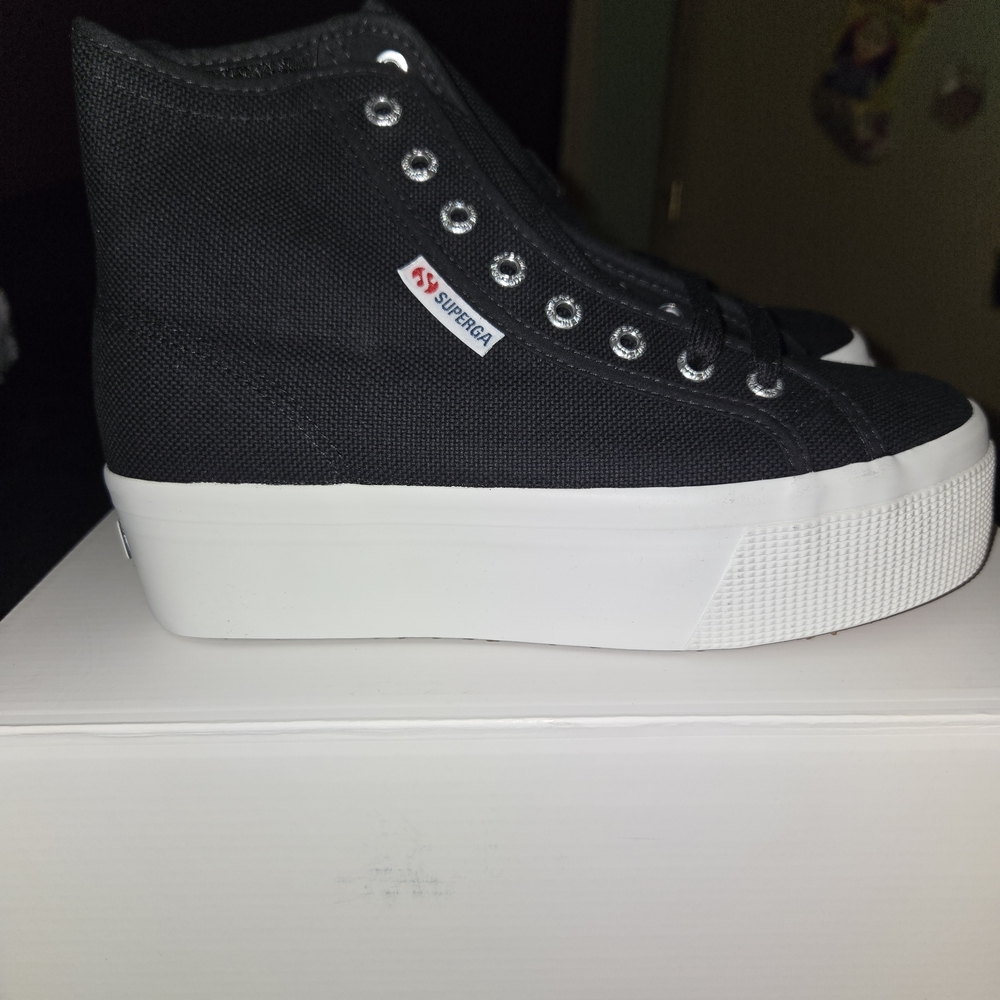 Superga Black High-Top Platform Canvas Sneakers